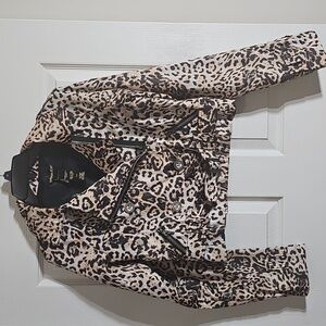 Urban Vibe Cheetah Jacket Lightweight Cropped Animal Print Moto Size S